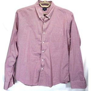 J Crew Men's Red/White Check Button Up/Button Down Dress Shirt Size XL 17.5/37